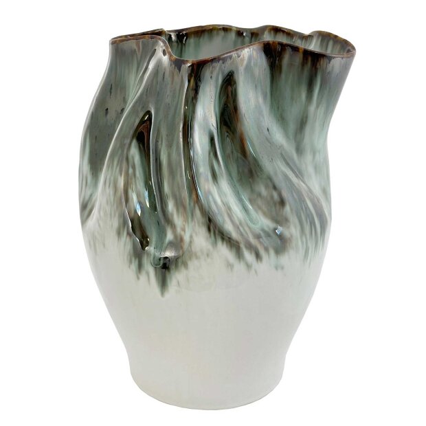 SHISHI - CERAMIC TWISTED VASE | WHITE/GREEN/BROWN