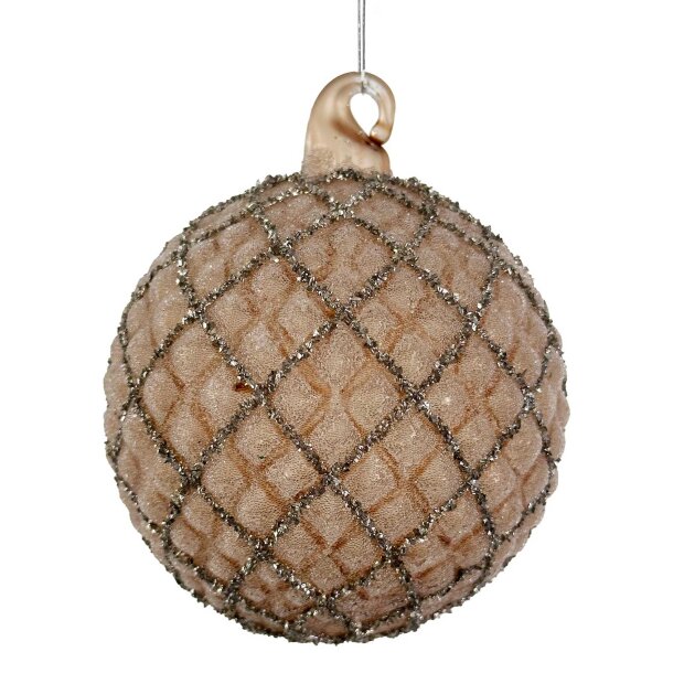 SHISHI - GLASKUGLE M/SØLVGLITTER 8CM | TRANSPARANT LT BROWN