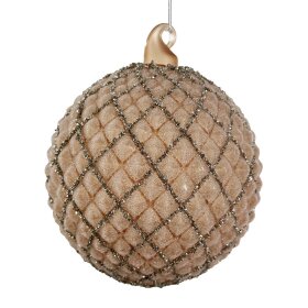 SHISHI - GLASKUGLE M/SØLVGLITTER 10CM | TRANSPARANT LT BROWN