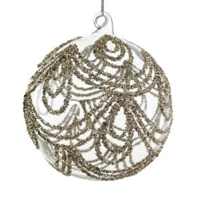 SHISHI - GLASKUGLE KLAR 8 CM | SLIVER GLITTER