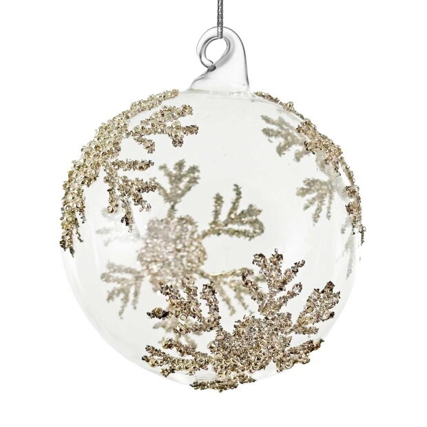 SHISHI - GLASKUGLE KLAR 8 CM | BEADED SNOWFLAKES