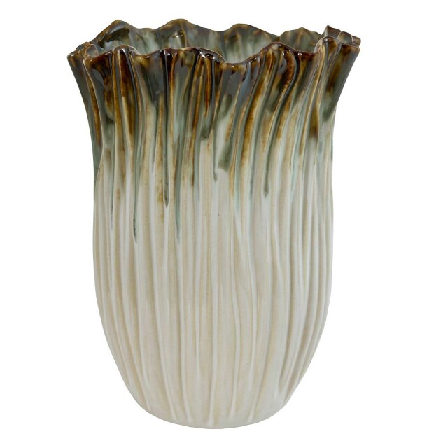 SHISHI - CERAMIC LINED VASE | WHITE/GREEN/BROWN