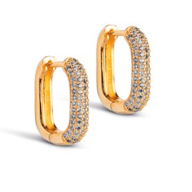 ENAMEL COPENHAGEN - SPARKLING SQUARE 15MM HOOPS | FORGYLDT