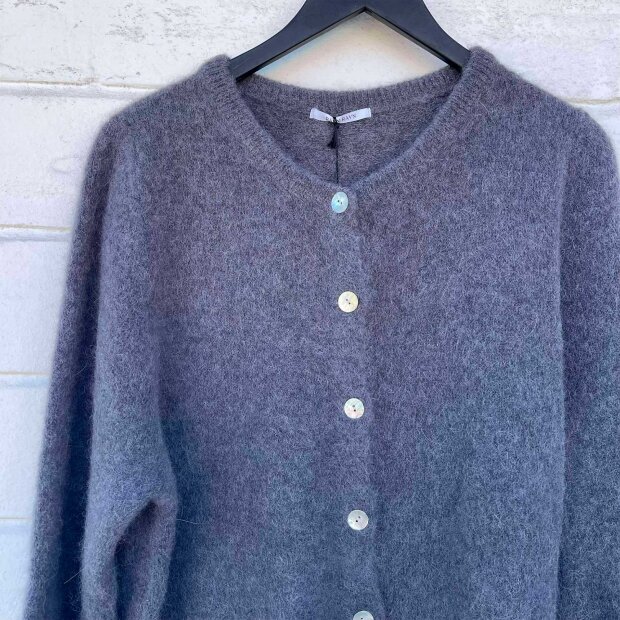 RAVN - CARDIGAN M/KNAP | GRÅ