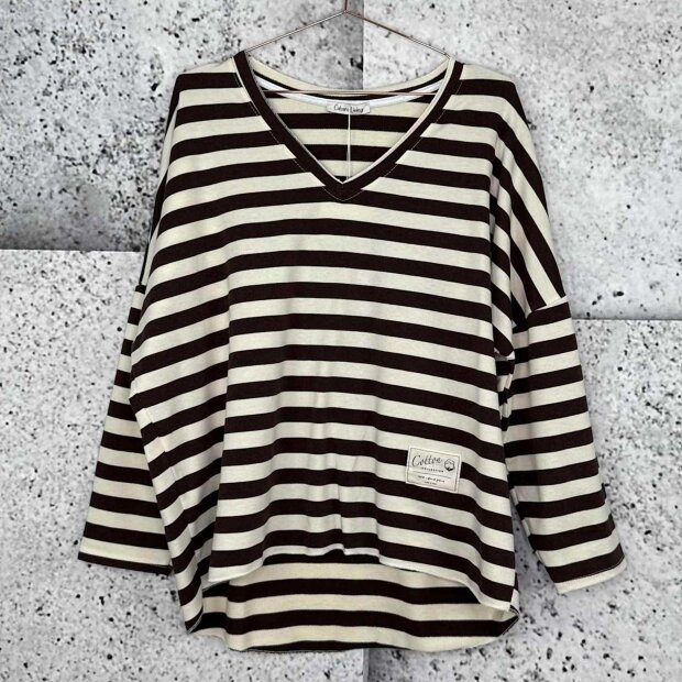 CABANA LIVING - GARDA BLUSE | BROWN/WHITE