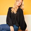 BLACK COLOUR - LUISA RAGLAN BLOUSE | BLACK