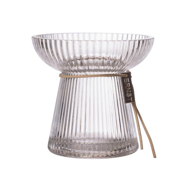 ERNST - LØGVASE RIFLET I GLAS 11X11 CM
