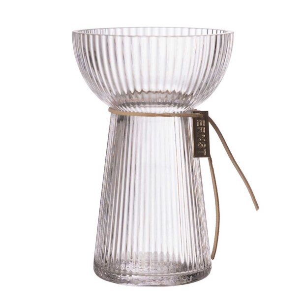 ERNST - LØGVASE RIFLET I GLAS 9X15 CM