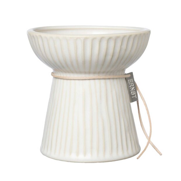 ERNST - LØGVASE RIFLET I HVID 11X11 CM