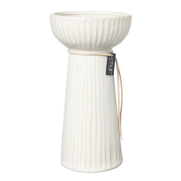 ERNST - LØGVASE RIFLET I HVID 10X19 CM