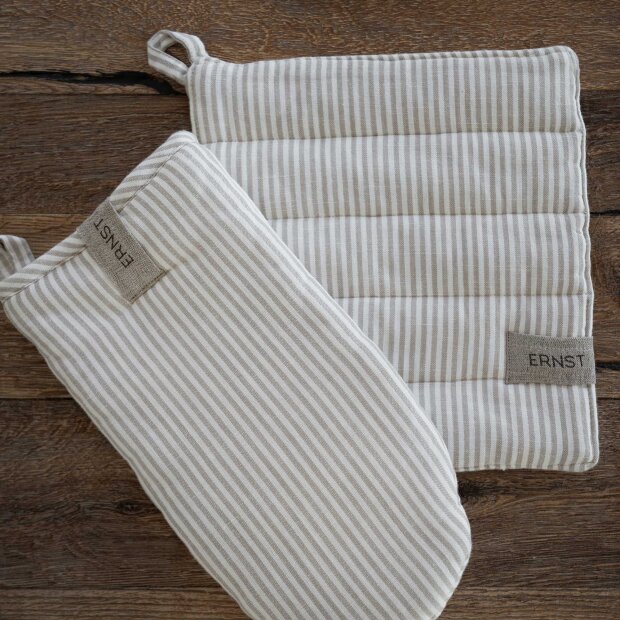 ERNST - GRYDELAP STRIBET | BEIGE/HVID