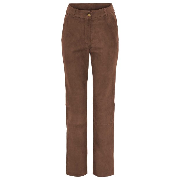 NOTYZ - SUEDE STRETCH PANTS STRAIGHT | COFFE BROWN W/GOLD