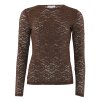 CONTINUE COPENHAGEN - ALBERTE LACE R-NECK BLOUSE | BROWN CONTINUE COPENHAGEN - ALBERTE LACE R-NECK BLOUSE | BROWN