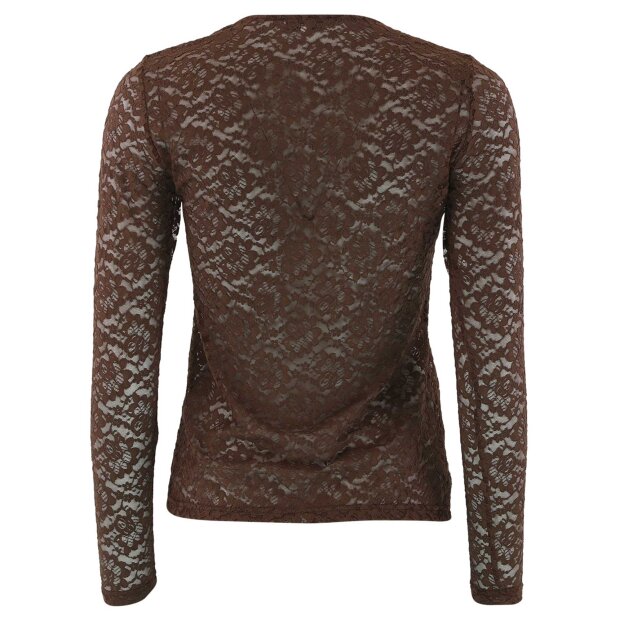 CONTINUE COPENHAGEN - ALBERTE LACE R-NECK BLOUSE | BROWN