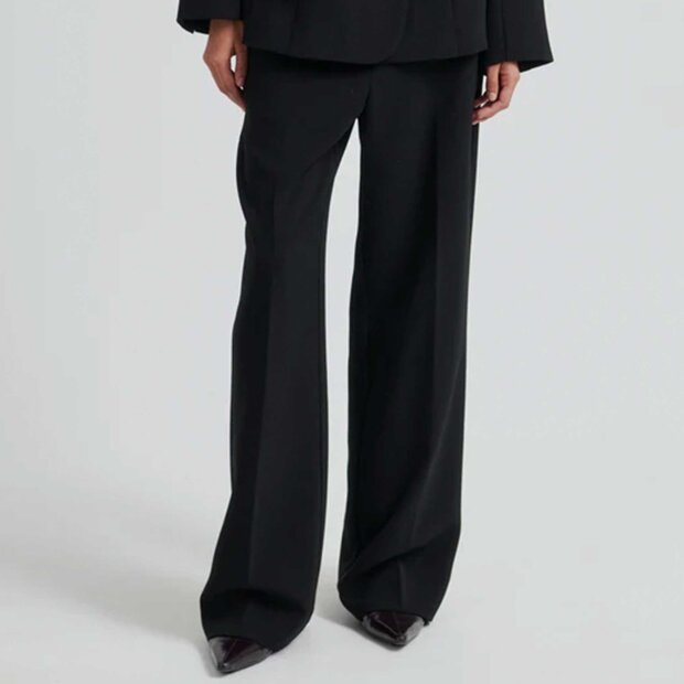 SECOND FEMALE - FIQUE STRAIGHT TROUSERS | BLACK