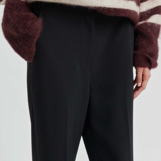 SECOND FEMALE - FIQUE STRAIGHT TROUSERS | BLACK