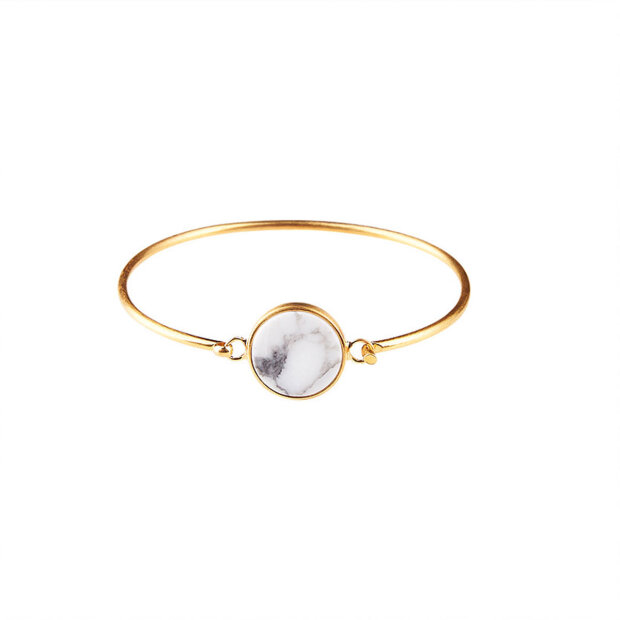 Plissé Copenhagen ApS - Marble bracelet round gold, wh