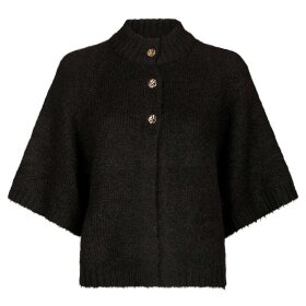 NEO NOIR - BENUTA FLUFFY KNIT CARDIGAN | DARK BROWN