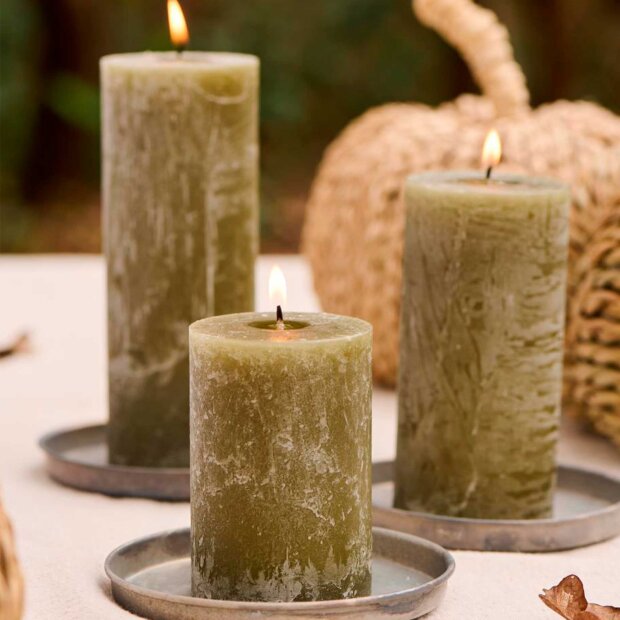 IB LAURSEN - STEARINLYS - RUSTIK | OLIVENGRØN