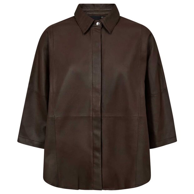 DEPECHE - TENNA 3/4 SLEEVE LOOSE FIT SHIRT | BROWN