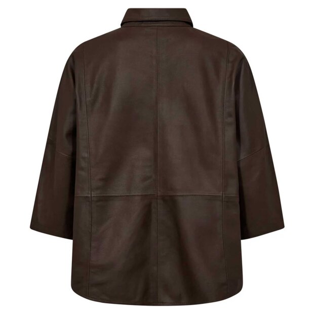 DEPECHE - TENNA 3/4 SLEEVE LOOSE FIT SHIRT | BROWN