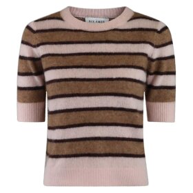 SIX AMES - ROCCA STRIPE SWEATER | DUSTY BLUSH STRIPE