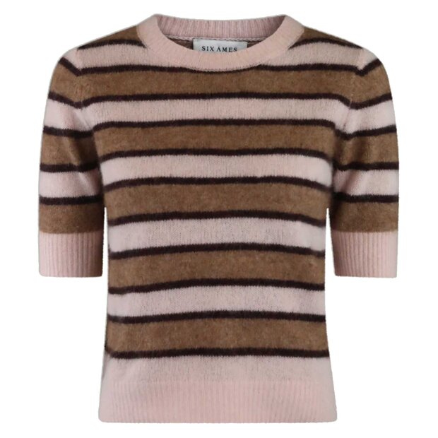 SIX AMES - ROCCA STRIPE SWEATER | DUSTY BLUSH STRIPE
