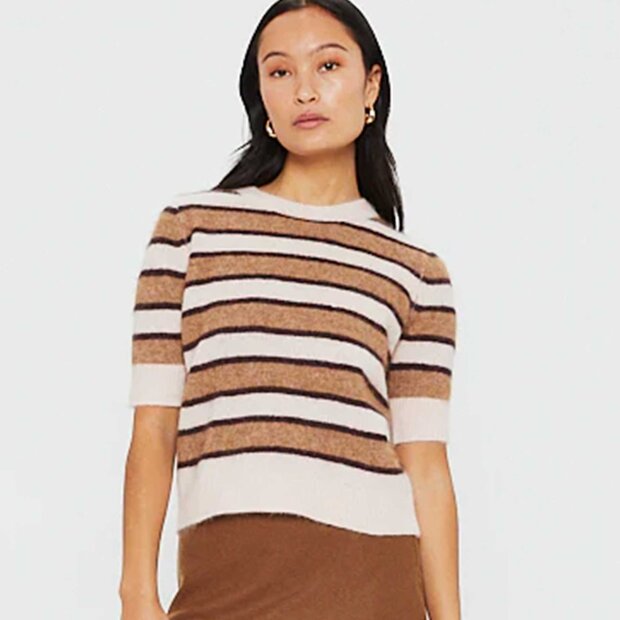 SIX AMES - ROCCA STRIPE SWEATER | DUSTY BLUSH STRIPE