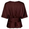 NEO NOIR - ANNEGRET HEAVY SATEEN BLOUSE | BURGUNDY NEO NOIR - ANNEGRET HEAVY SATEEN BLOUSE | BURGUNDY