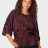 NEO NOIR - ANNEGRET HEAVY SATEEN BLOUSE | BURGUNDY NEO NOIR - ANNEGRET HEAVY SATEEN BLOUSE | BURGUNDY