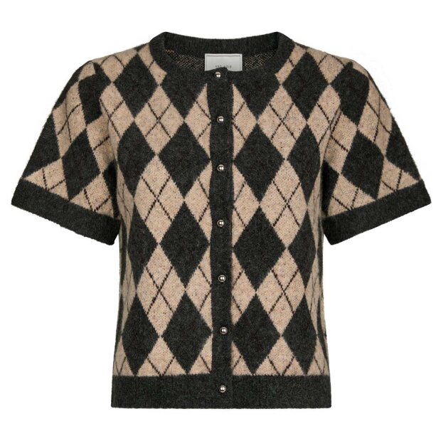 NEO NOIR - ALLESTAR CHECK KNIT CARDIGAN | BEIGE