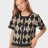 NEO NOIR - ALLESTAR CHECK KNIT CARDIGAN | BEIGE