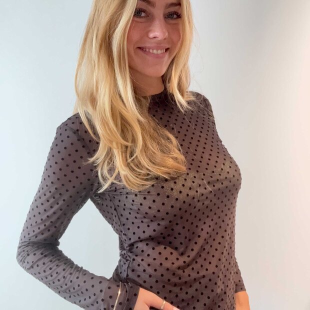 CONTINUE COPENHAGEN - ANNIE MESH DOTT BLUSE | BROWN