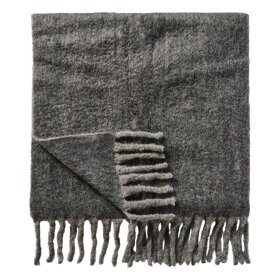 IB LAURSEN - PLAID M/FRYNSER | ANTRACIT M/LYSEGRÅ