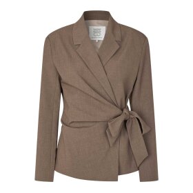 SECOND FEMALE - DAKOTA WRAP BLAZER | MID BROWN MELANGE