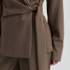 SECOND FEMALE - DAKOTA WRAP BLAZER | MID BROWN MELANGE SECOND FEMALE - DAKOTA WRAP BLAZER | MID BROWN MELANGE
