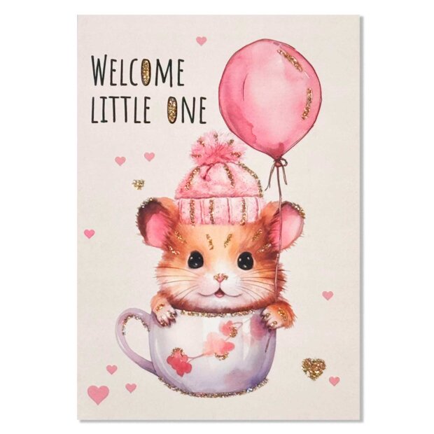 VANILLA FLY - LYKØNSKNINGSKORT 13X9 CM | WELCOME LITTLE ONE 