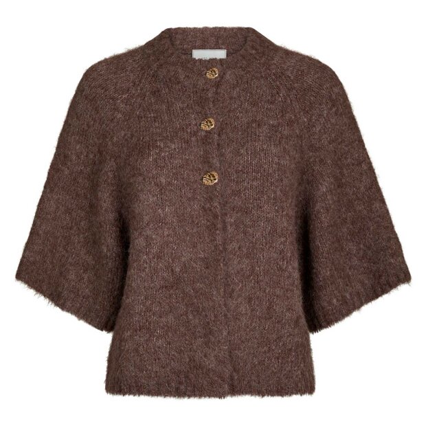 NEO NOIR - BENUTA FLUFFY KNIT CARDIGAN | LIGHT BROWN