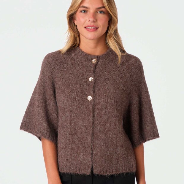NEO NOIR - BENUTA FLUFFY KNIT CARDIGAN | LIGHT BROWN