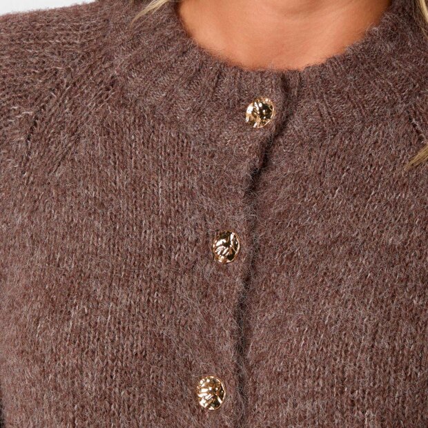 NEO NOIR - BENUTA FLUFFY KNIT CARDIGAN | LIGHT BROWN