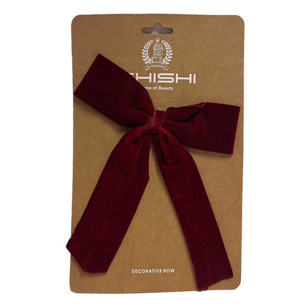 SHISHI - VELOURSLØJFE M/CLIP 18 CM | BURGUNDY