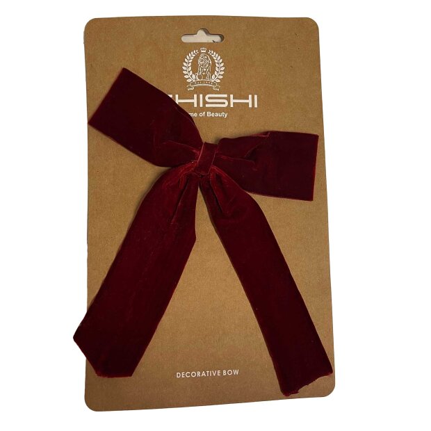 SHISHI - VELOURSLØJFE M/CLIP 18 CM | BURGUNDY