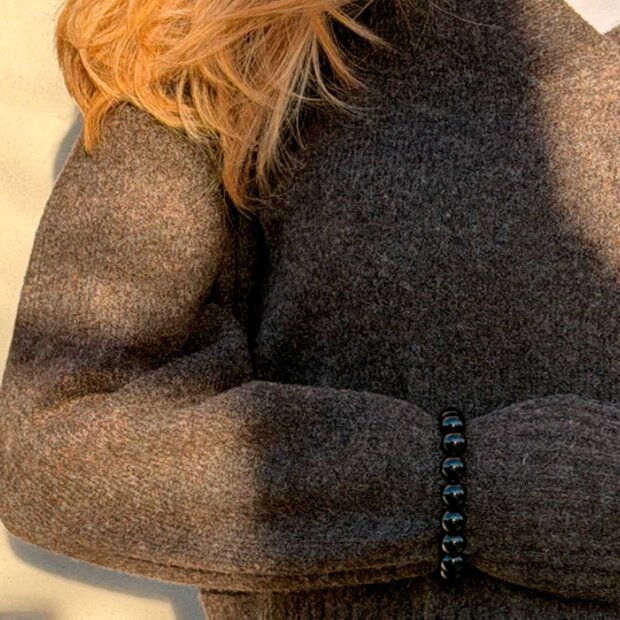 SOI - CHUNKY KRYSTAL ARMBÅND 12 MM | BLACK ONYX