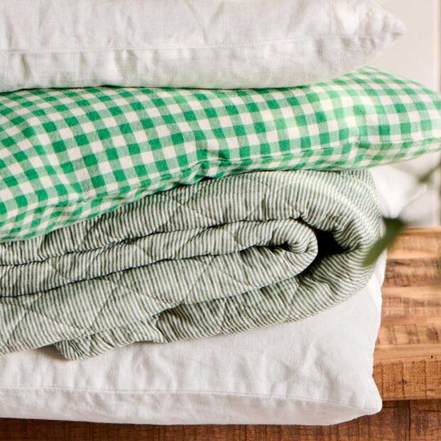 IB LAURSEN - QUILT 130X180 | HVID/STØVGRØN