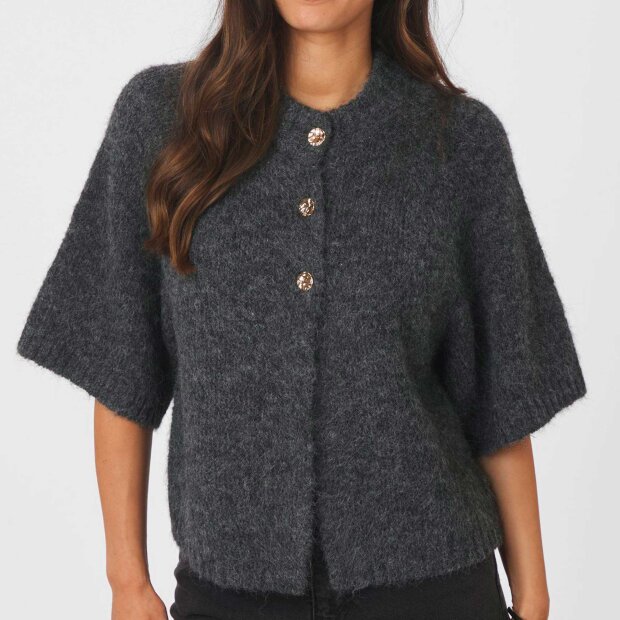 NEO NOIR - BENUTA FLUFFY KNIT CARDIGAN | ANTRACITE MELANGE