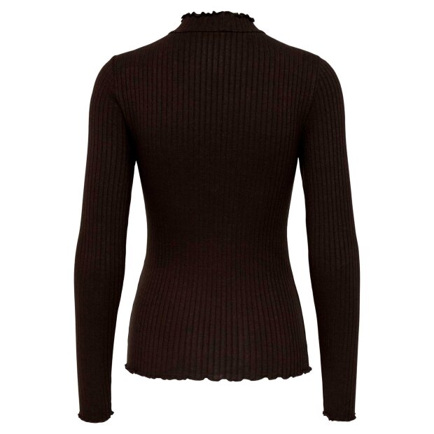 JDY - FRANSISKA L/S HI-NECK TOP | BLACK COFFEE