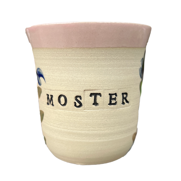 STINEMEI KERAMIK - PERSONLIG KOP | MOSTER/ROSA/BLÅ BLOMST