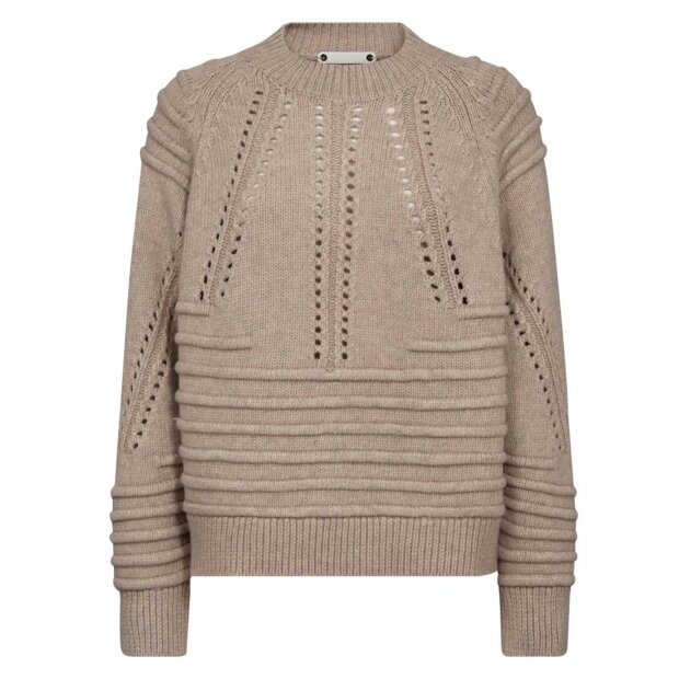 CO COUTURE - ROWAN HOLE TURTLE KNIT | TAUPE