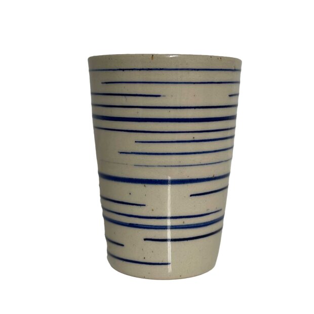 BORNHOLMS KERAMIKFABRIK - TALL CUP | BLUE PINSTRIPE