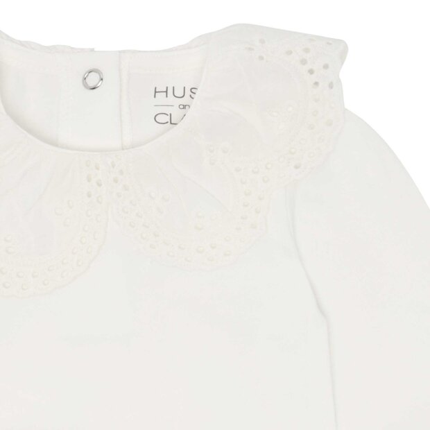 HUST AND CLAIRE - BRITT WOVEN COLLAR BODYSTOCKING | IVORY